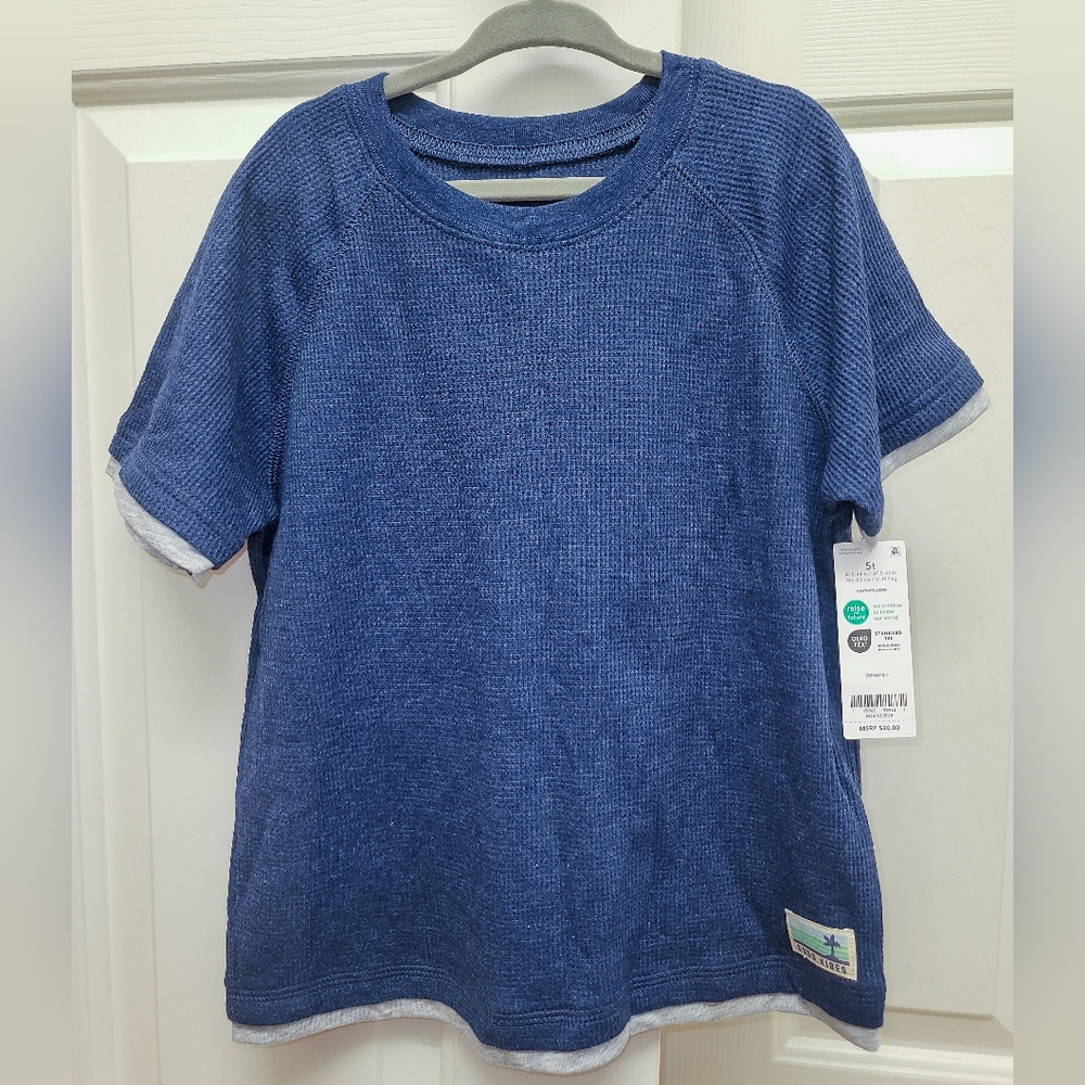 NWT Carters Baby Boy Blue Short Sleeve Shirt, Size 5T